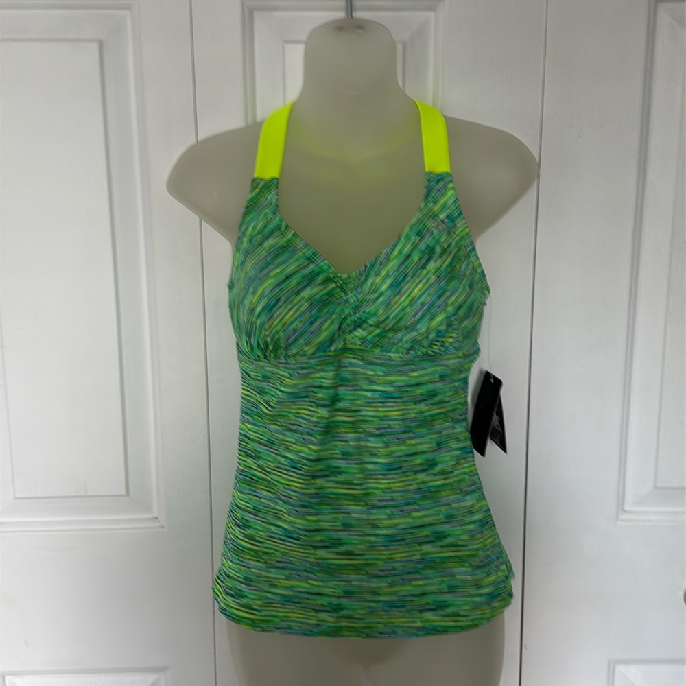 ZeroXPosur Sz 6 Striped Strappy Back Tankini Swim Top NWT BP1